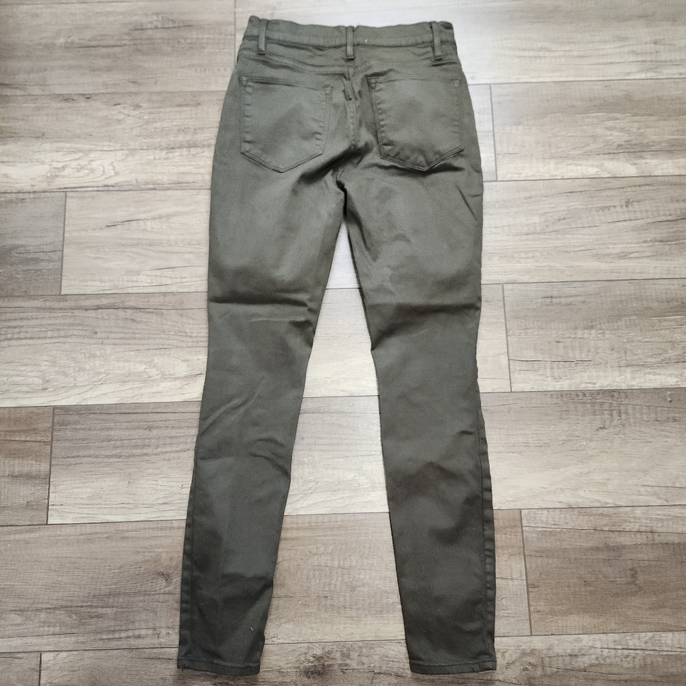 Frame denim Women Le High Skinny LHSKCT465 mid rise khaki Green Coated jeans 26 - Picture 5 of 16